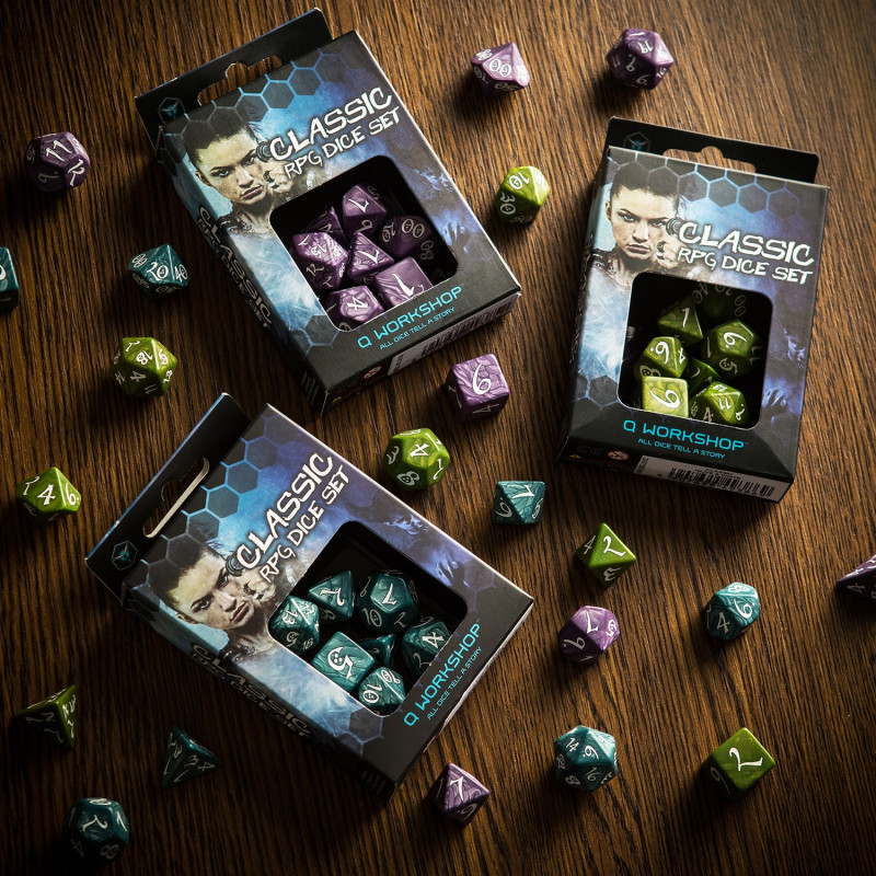 Q Workshop | Stormy & White | Classic RPG Dice Set