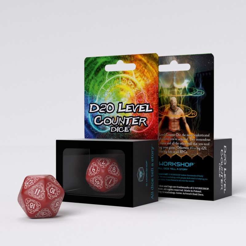 Q Workshop | Red & White | D20 Level Counter Die