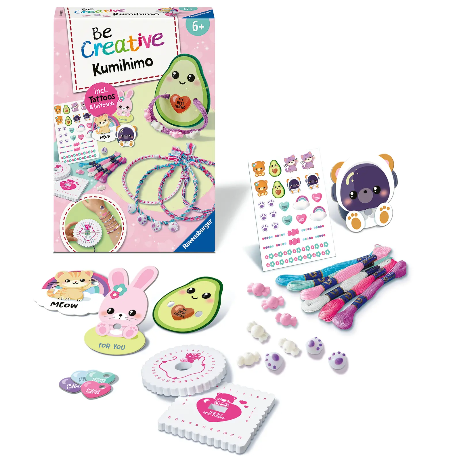 Ravensburger | Kumihimo & Tattoos Kawaii | BeCreative Midi Freundschaftsbändchen