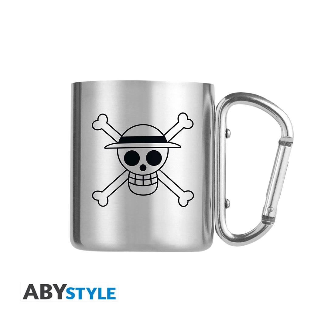 ONE PIECE Karabiner-Tasse – Luffy & Totenkopf (235ml, Edelstahl)