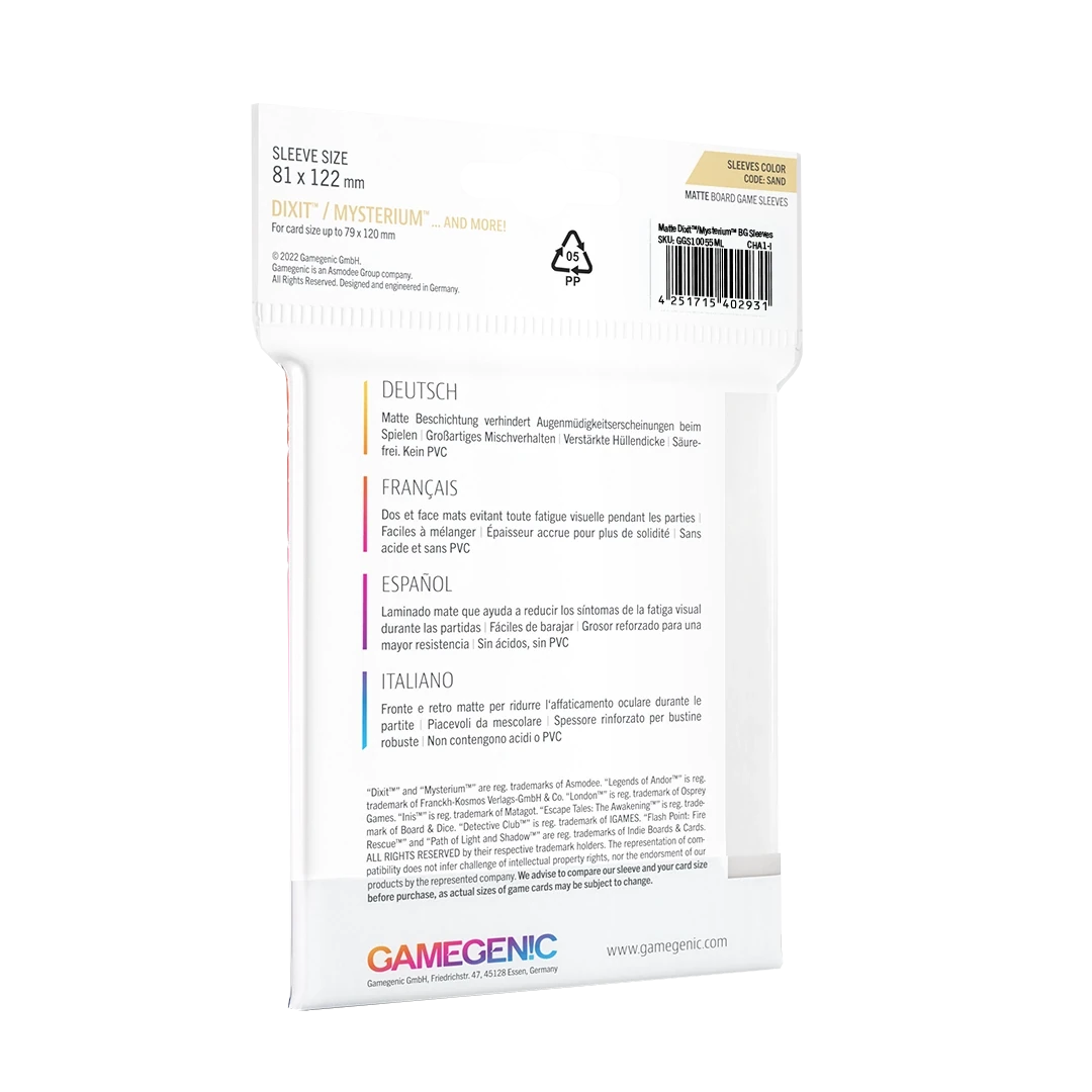 Gamegenic | Matte Board Game Sleeves | Sand 81x122mm (90pc)
