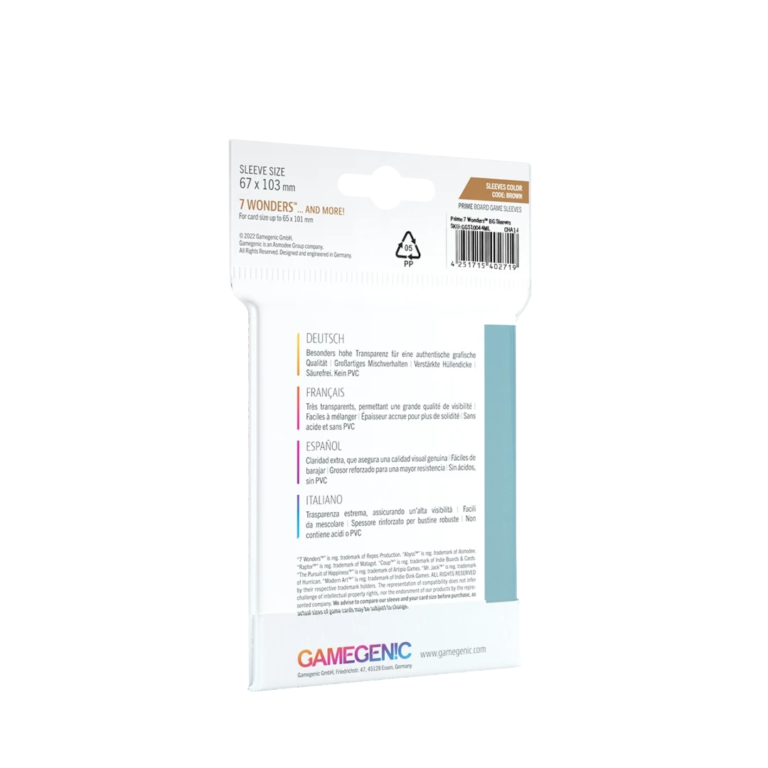 Gamegenic | Prime Board Game Sleeves | Brown 67x103 (80pc)