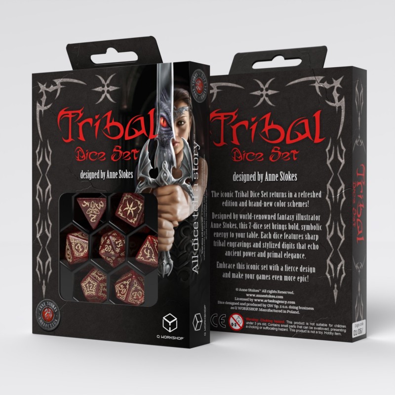Q Workshop | Shimmering Red & Beige | Tribal Dice Set