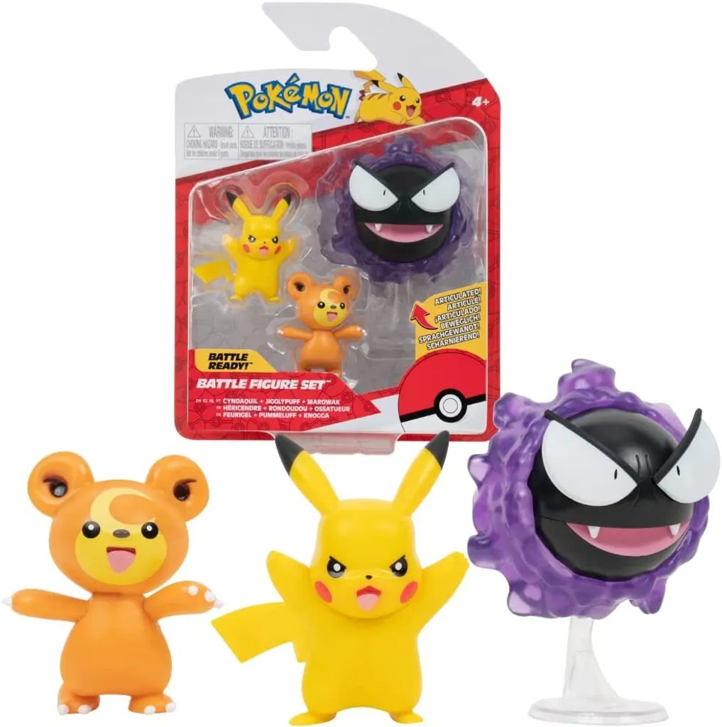 Pokémon | Teddiursa, Pikachu & Nebulak | Battle Figure Set