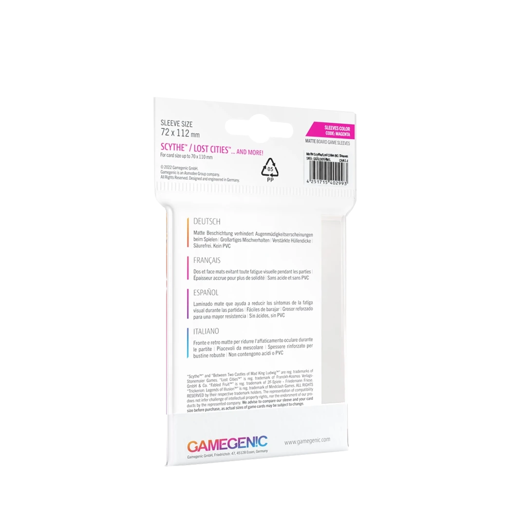 Gamegenic | Matte Board Game Sleeves | Magenta (72x112) (60)