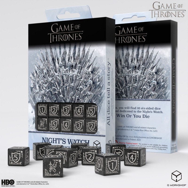 Q Workshop | Night's Watch | Game Of Thrones 10xD6 Dice Set