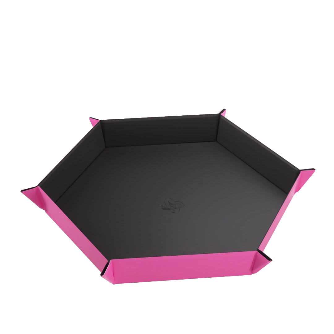 Gamegenic | Magnetic Dice Tray Hexagonal | Dice Tray Black/Pink