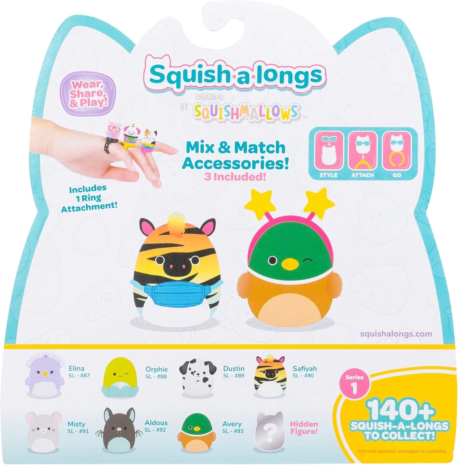 Jazwares | Squish-a-Longs Mini-Squish & Zubehör Wave 1 | Mini-Squish 8er-Pack Style 4