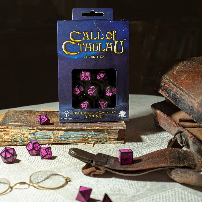 Q Workshop | Black & Magenta | Call Of Cthulhu 7th Edition Dice Set