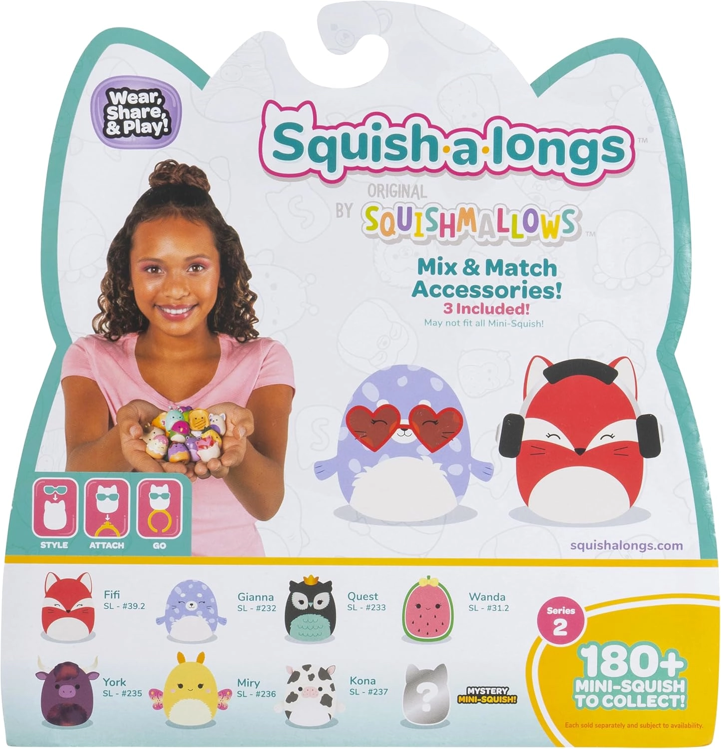 Jazwares | Squish-a-Longs Mini-Squish & Zubehör Wave 2 | Mini-Squish 8er-Pack Style 4