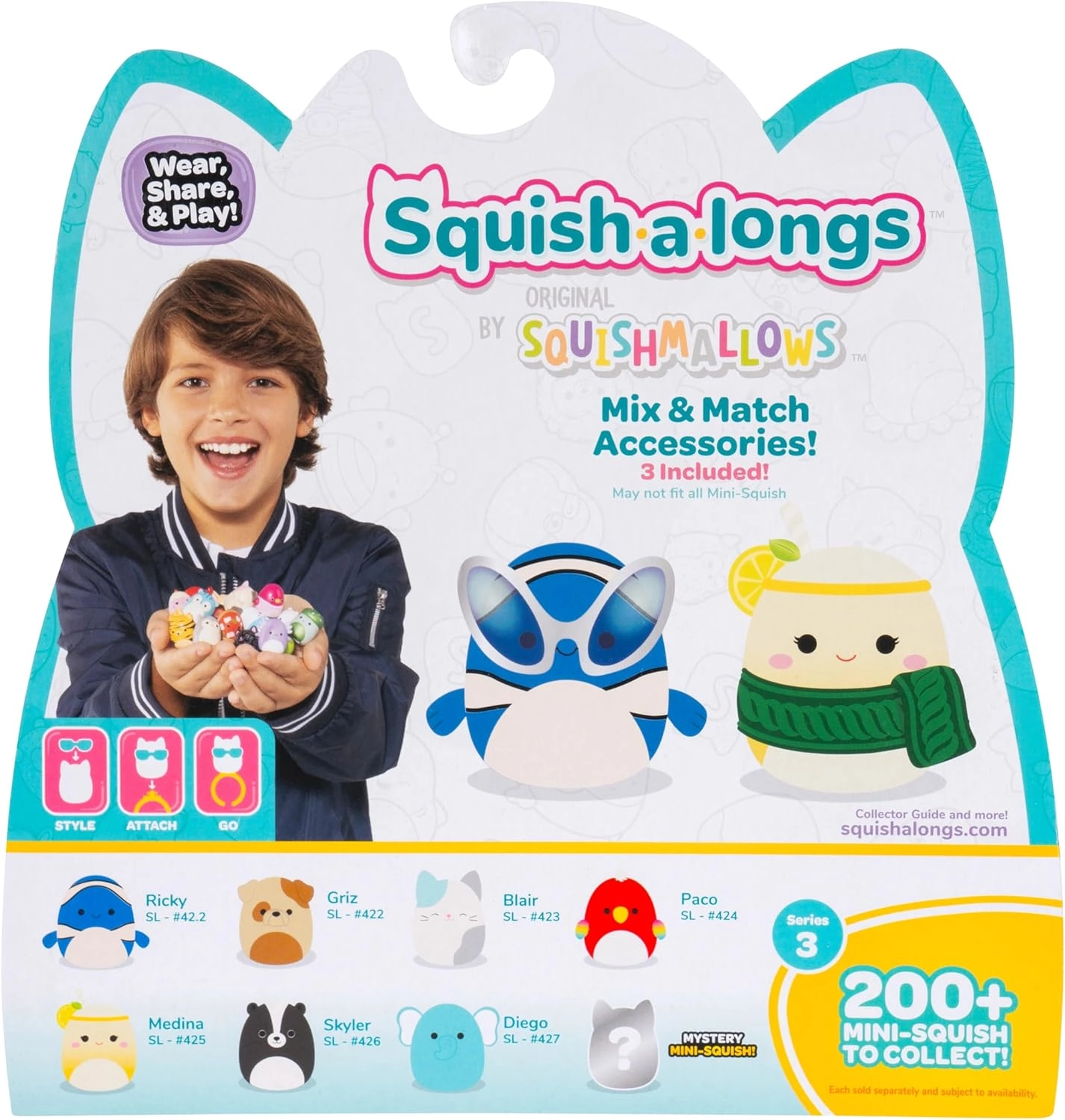 Jazwares | Squish-a-Longs Mini-Squish & Zubehör Wave 3 | Mini-Squish 8er-Pack Style 4