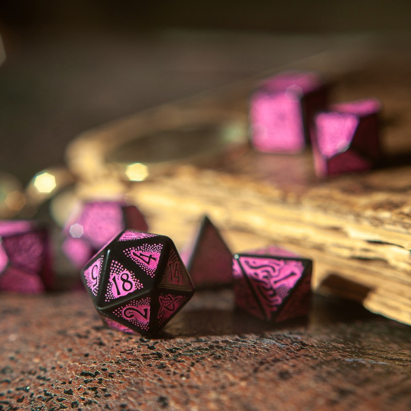 Q Workshop | Black & Magenta | Call Of Cthulhu 7th Edition Dice Set