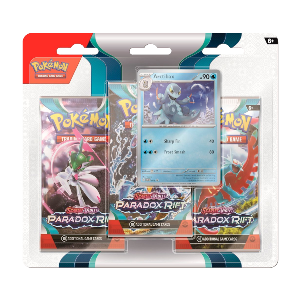 Pokémon TCG: Paradoxrift (SV04) - 3er Blister Arctibax (EN) Pokémon TCG: Paradoxrift (SV04) - 3er Blister Arctibax (EN)
