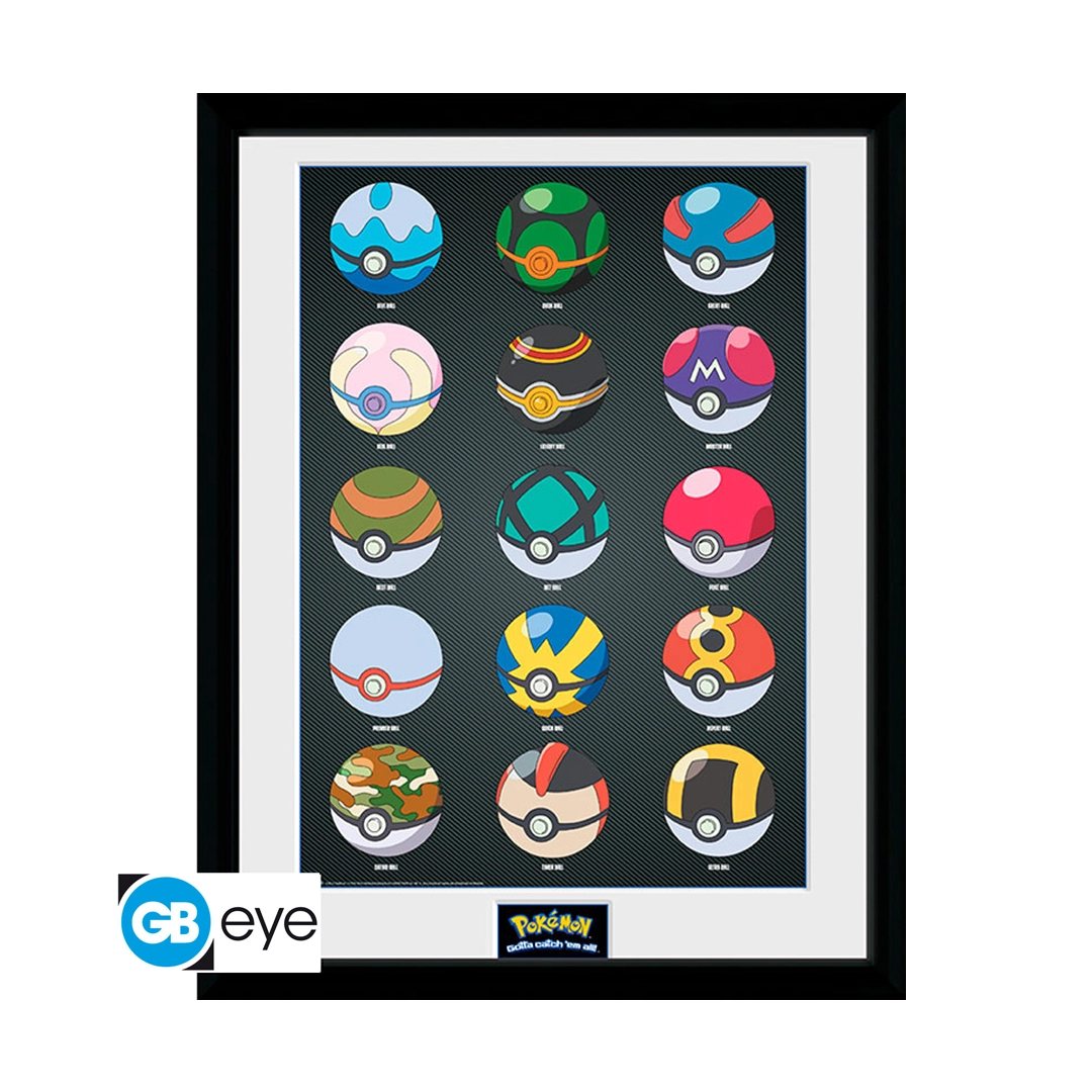 POKÉMON Gerahmtes Bild – Pokébälle Übersicht (30x40 cm)